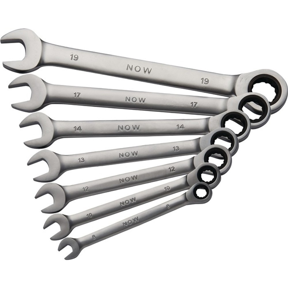 Illustration du produit: Jeu de clés mixtes à cliquet 7 pcs. ouverture de clés 8-19 mm droit NOW