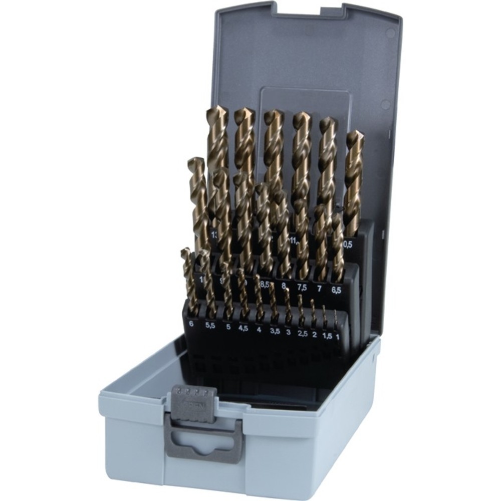 Produktabbildung Nr. 2: Jeu de forets hélicoïdaux RUKO DIN 338 type VA D.1-13x0,5mm HSS-Co5 25pcs cass. plast.