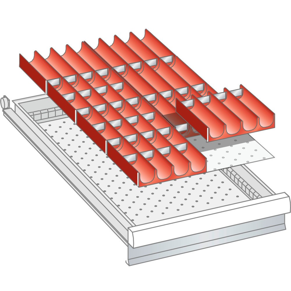 Illustration du produit: Jeu de godets LISTA 18x36E, (lxPxHF) 306x612x50 mm, 48 pièces