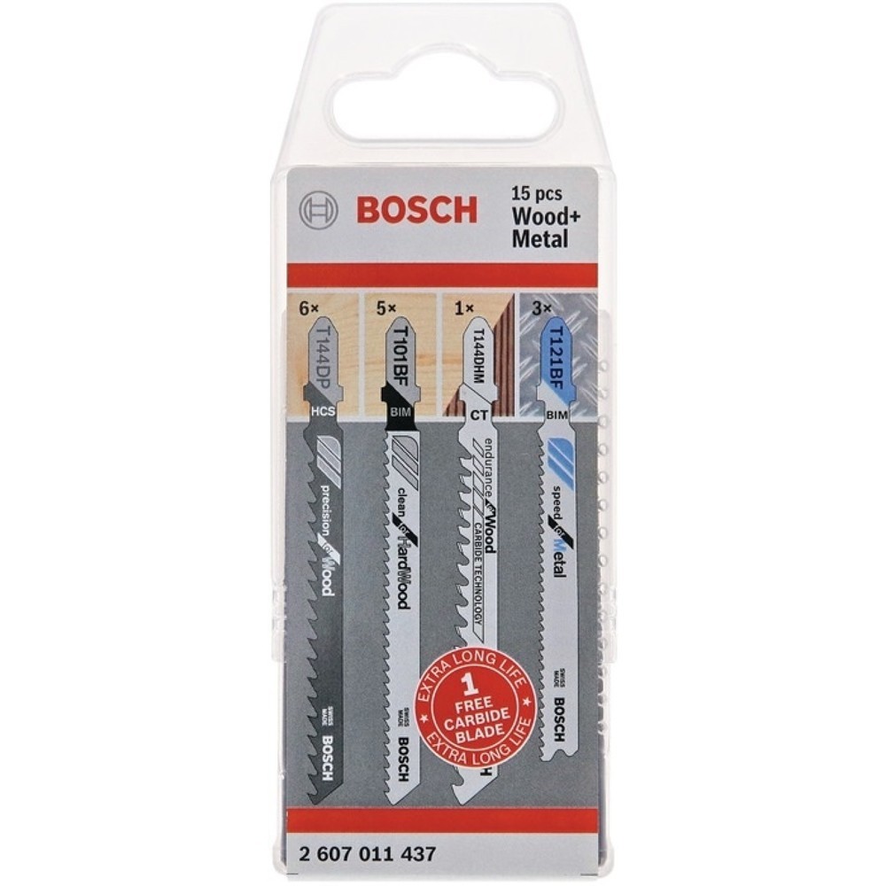 Illustration du produit: Jeu de lames de scies sauteuses JSB Wood and Metal 15 pièces bois BOSCH