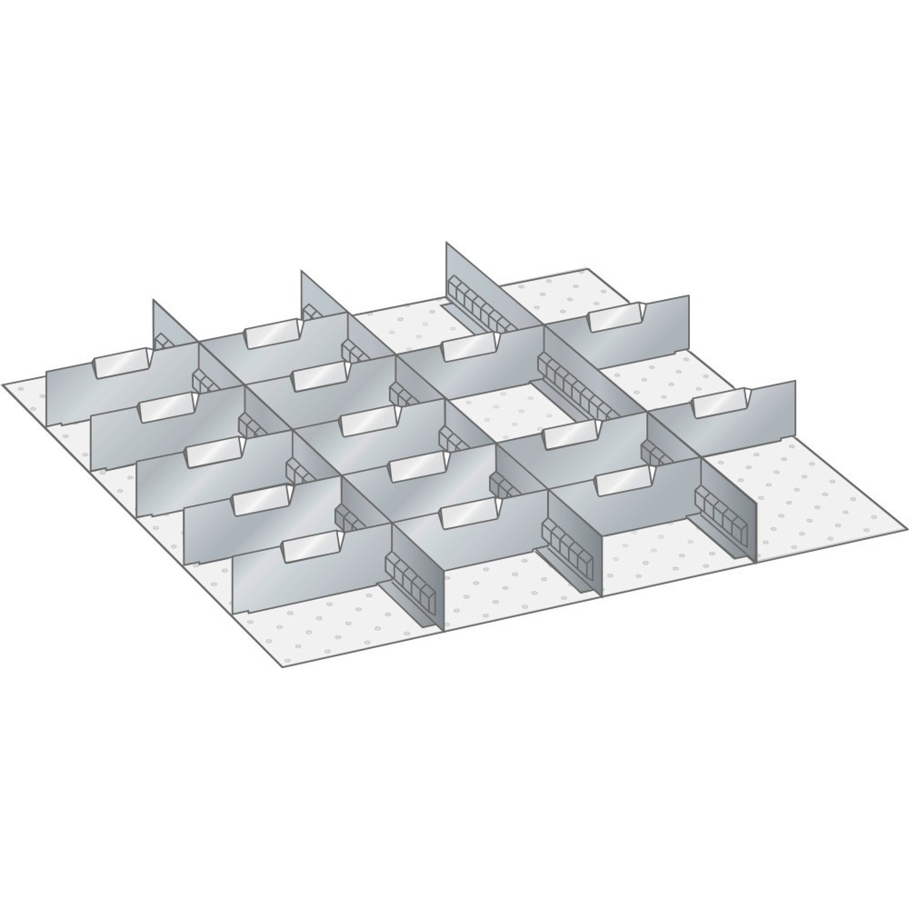 Illustration du produit: Jeu de parois à fentes et de plaquettes de séparation LISTA 36x36E, (lxPxHF) 612x612x250 mm, 3 parois à fentes, 15 plaquettes de séparation