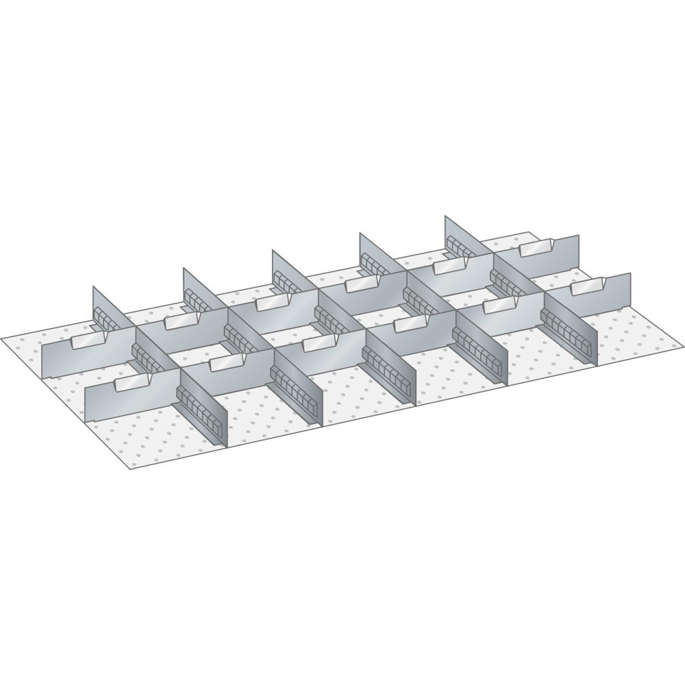 Illustration du produit: Jeu de parois à fentes et de plaquettes de séparation LISTA 54x27E, (lxP) 918x459 mm, 5 parois à fentes, 12 plaquettes de séparation, hauteur de façade 50 mm