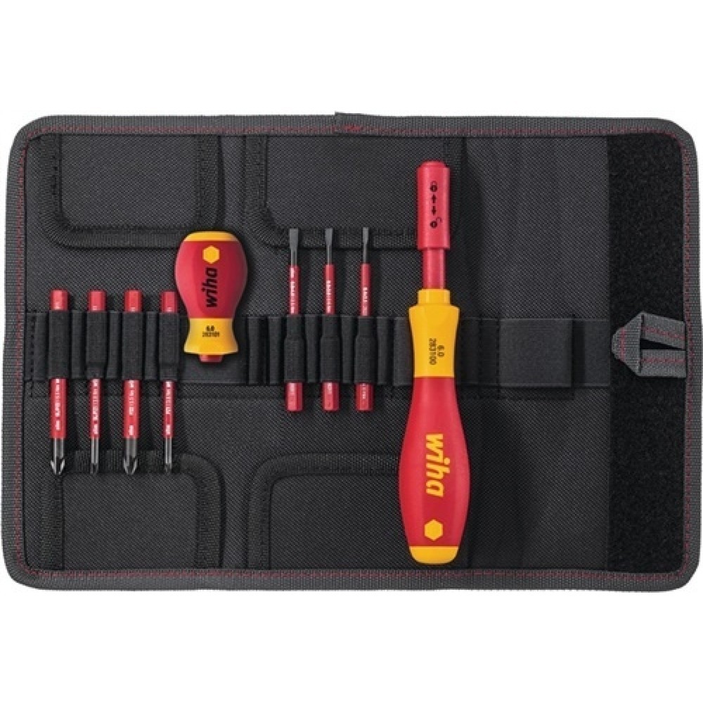 Illustration du produit: Jeu de tournevis SlimVario® 9 pièces avec lames interchangeables VDE WIHA