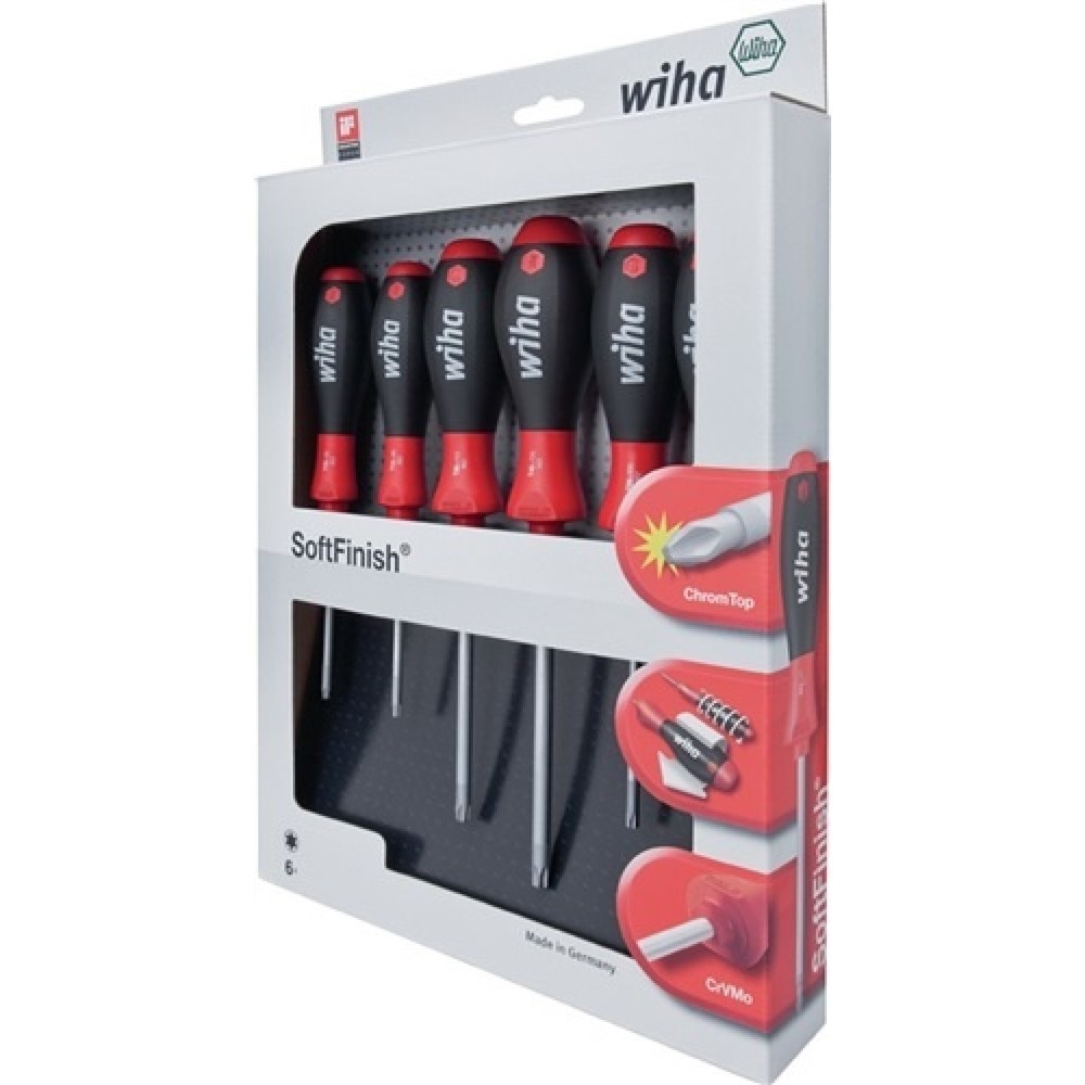 Illustration du produit: Jeu de tournevis 6 pièces TORX® poignées multicomposant lame ronde WIHA