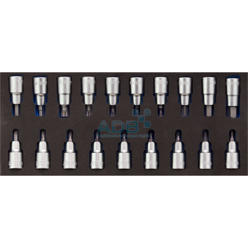 Produktabbildung Nr. 2: Jeu de vis à six pans creux/à six pans ronds, 1/2", 19 pièces, module en mousse