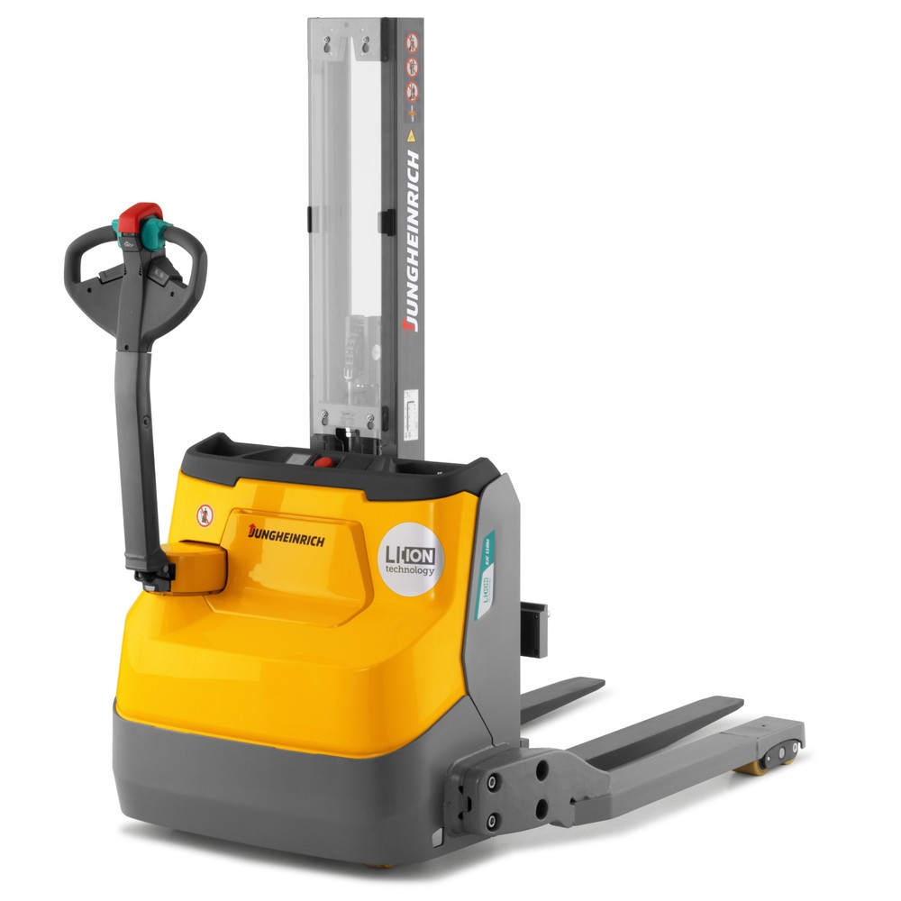 Produktabbildung: Jungheinrich Elektro-Hochhubwagen EJC 110bi E, Monomast, Hubhöhe 1.570 mm, Tragfähigkeit 1.200 kg, Proportionalhydraulik, Radarmabstand 1.070 mm