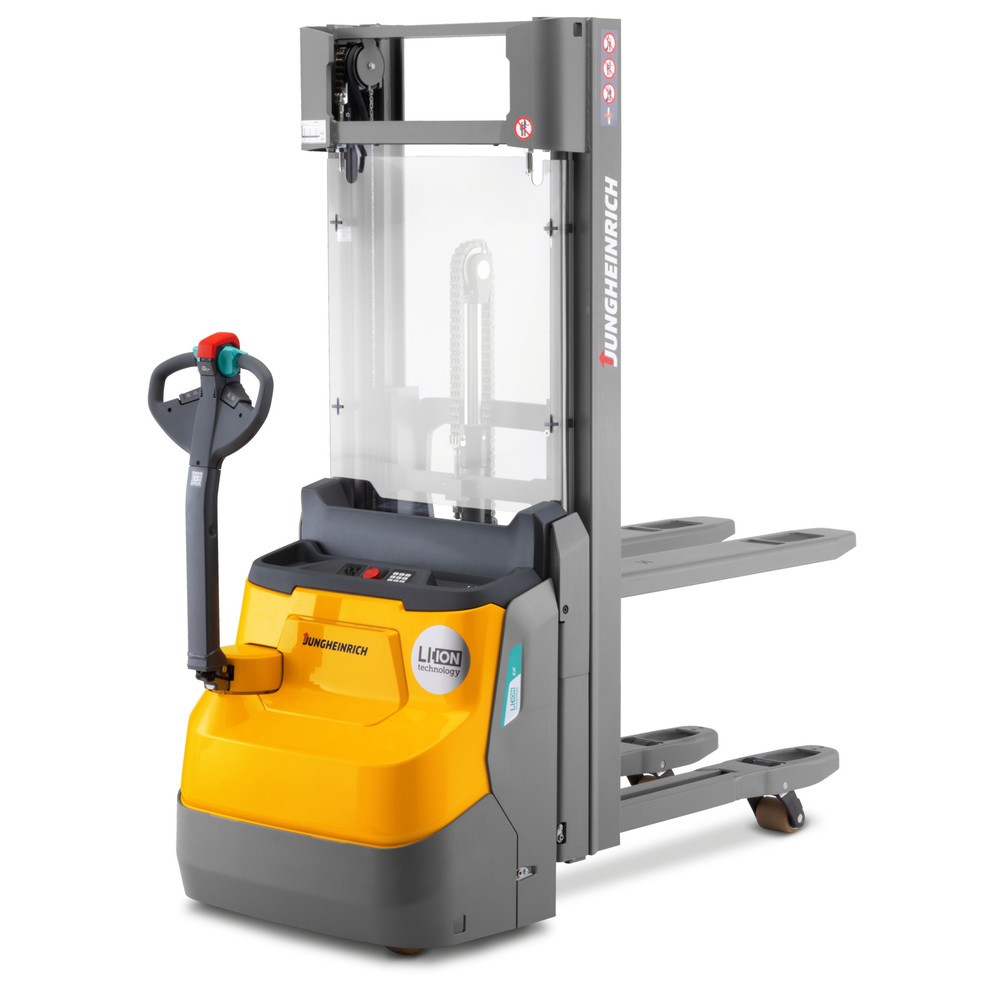 Produktabbildung: Jungheinrich Elektro-Hochhubwagen EJC 110zi ZZ, Zweifach-Teleskop Hubgerüst, Hubhöhe 3.690 mm, Tragfähigkeit 1.000 kg, Proportionalhydraulik, Doppelstockfunktion