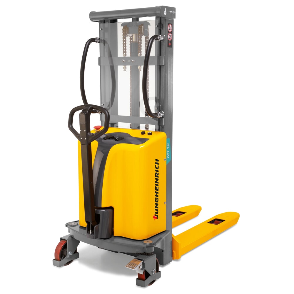 Produktabbildung: Jungheinrich Elektro-Hochhubwagen HC 110, semielektrisch, Zweifach-Teleskop-Hubgerüst, Hubhöhe 2.500 mm, Tragfähigkeit 1.000 kg