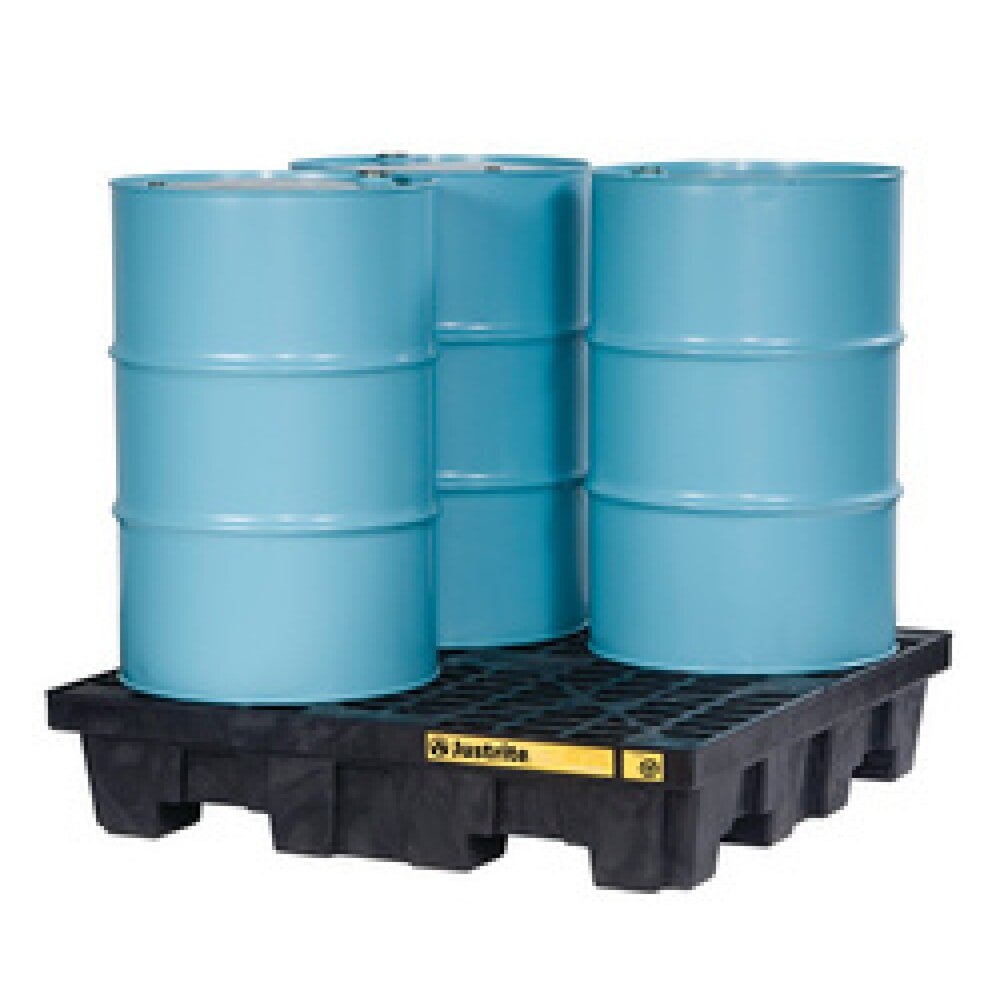 Produktabbildung Nr. 2: Justrite® Auffangwanne aus 100 % Recycling-Kunststoff, für 4x 200-Liter-Fässer, Auffangvolumen 276 l, schwarz