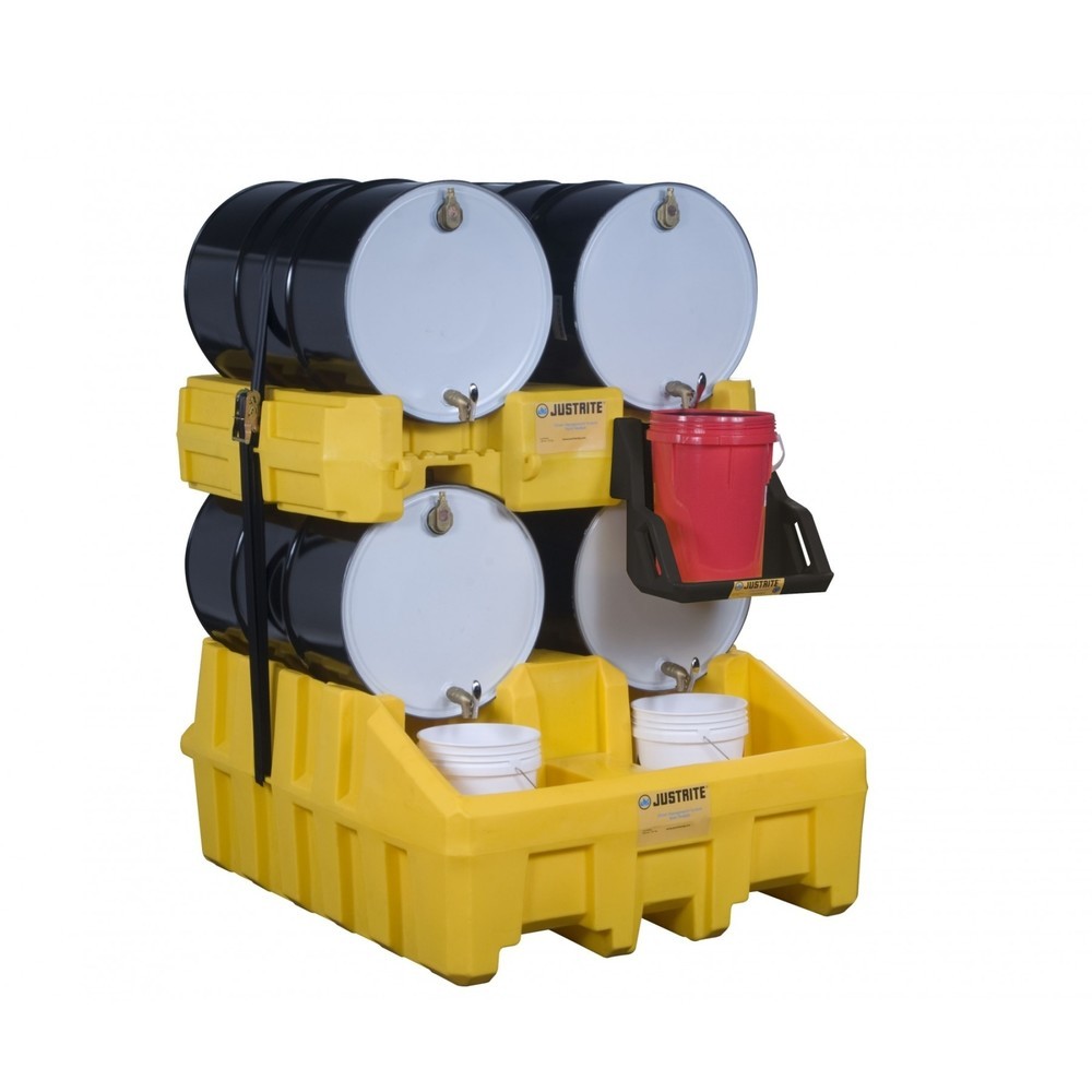 Produktabbildung: Justrite® Fassauflage für Fass-Managementsystem, mit Gurten, gelb