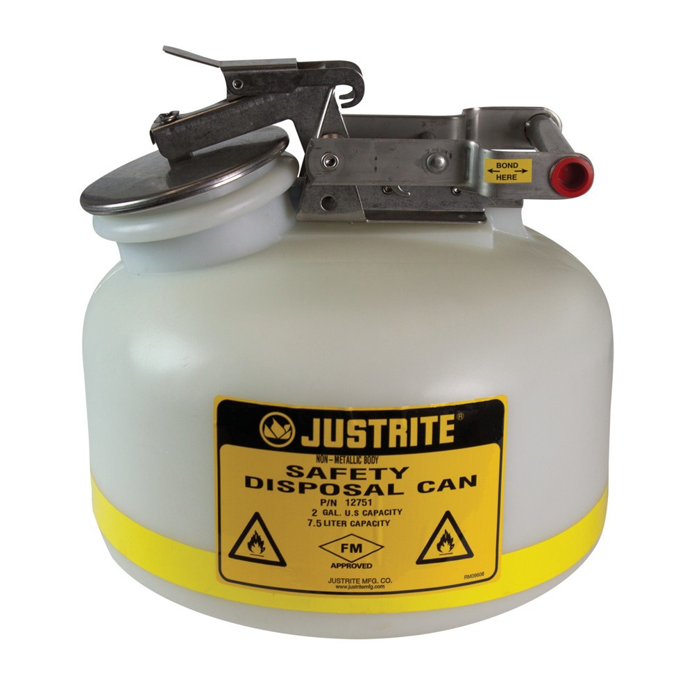 Produktabbildung: Justrite® HDPE-Entsorgungs-Sicherheitsbehälter, weiss, 7,5 Liter