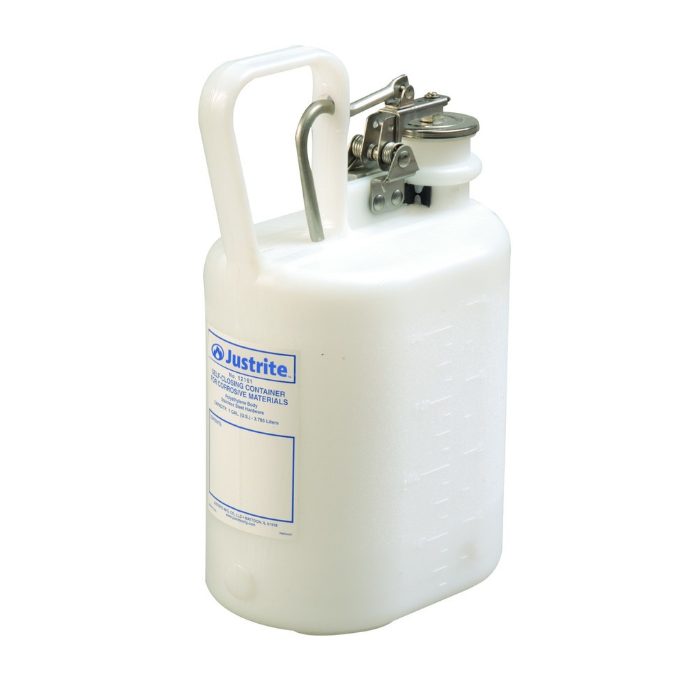 Produktabbildung: Justrite® PE-Sicherheitsbehälter für nicht brennbare, korrosive Medien, weiss, 4 Liter