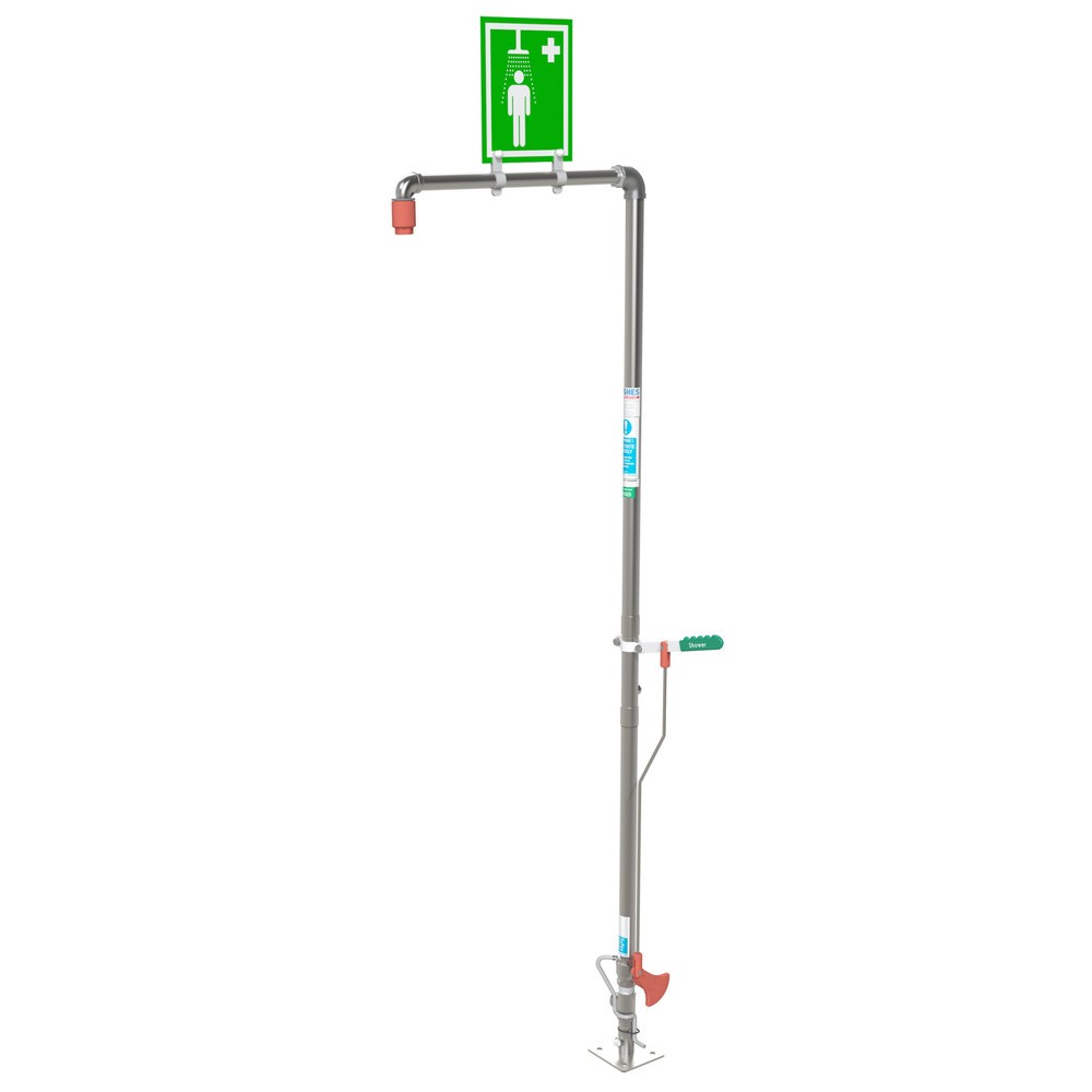 Produktabbildung: Justrite® Körperdusche SD18G Hughes, selbstentleerend, Standmodell, Aussenbereich, verzinkter Stahl