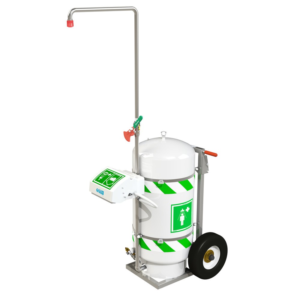 Produktabbildung: Justrite® Mobile Körper-/Augendusche-Kombination 40K45G Hughes, unbeheizt, 114-Liter-Tank