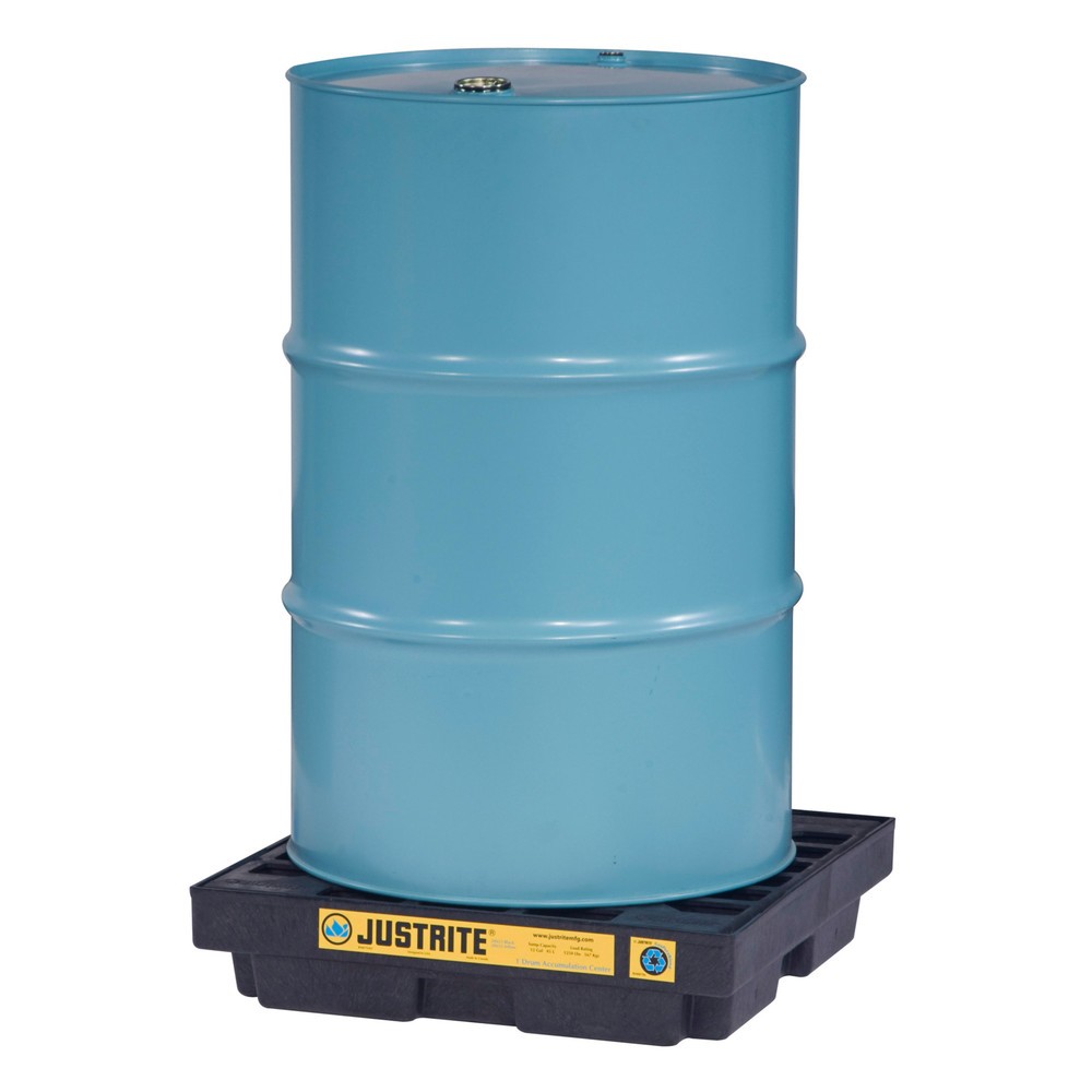 Produktabbildung: Justrite® PE-Flachwanne, 1x 200 l, Auffangvolumen 45 l, schwarz