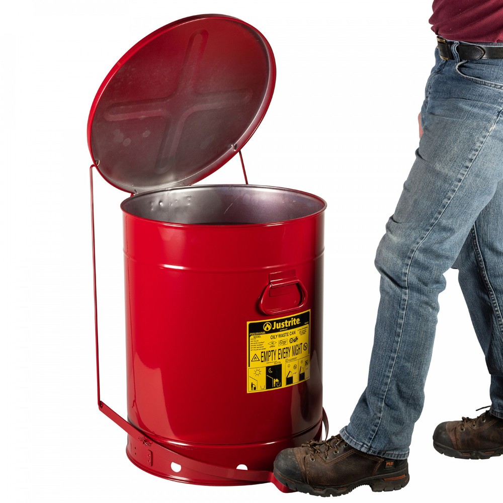 Produktabbildung Nr. 2: Justrite® Werkbank-Sammelbehälter, Fusspedal, rot, 80 Liter