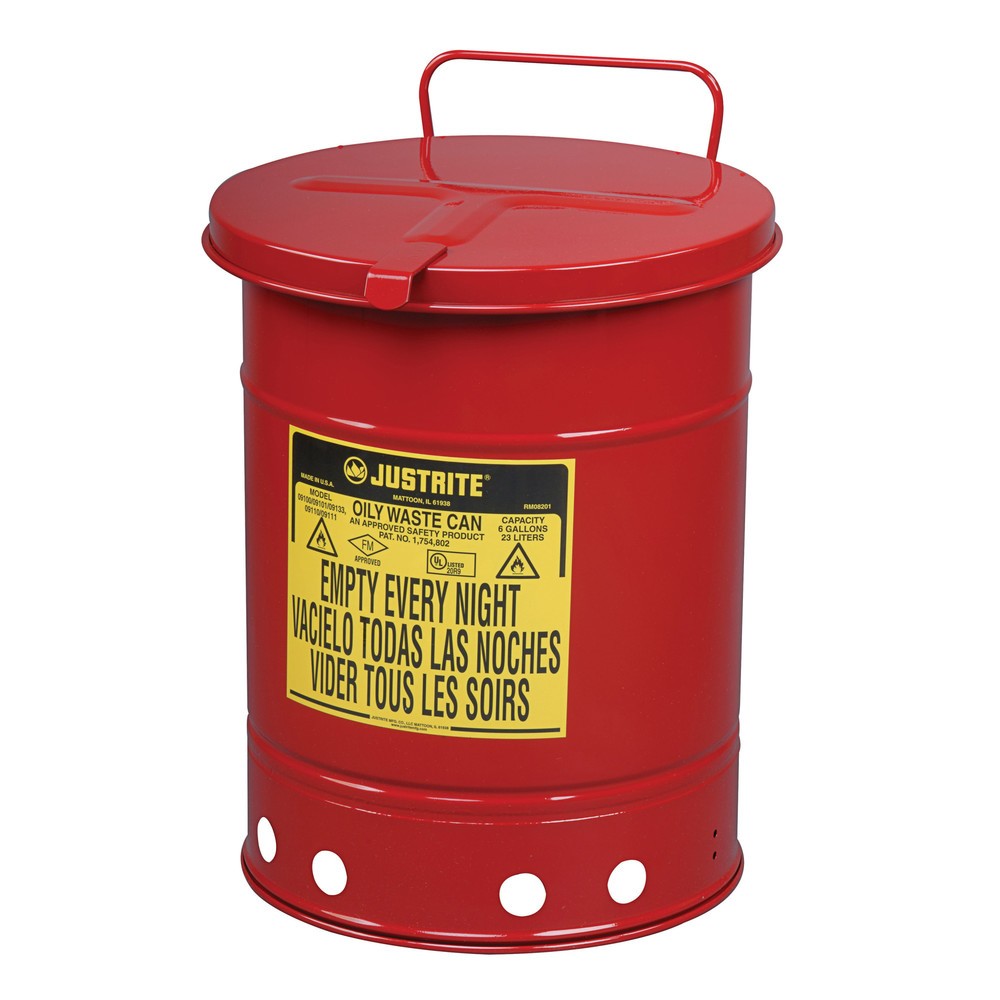 Produktabbildung Nr. 1: Justrite® Werkbank-Sammelbehälter, manuell, rot, 34 Liter