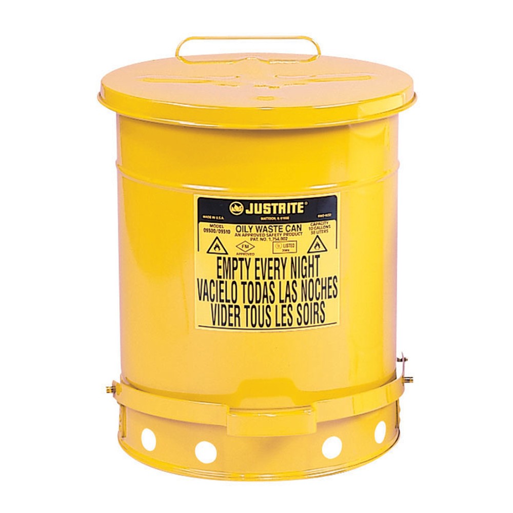 Produktabbildung Nr. 1: Justrite® Werkbank-Sammelbehälter, Fusspedal, gelb, 80 Liter