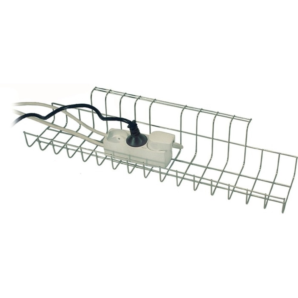Produktabbildung: Kabelkorb, passend für Schreibtisch, B490xT100xH80-85mm silber