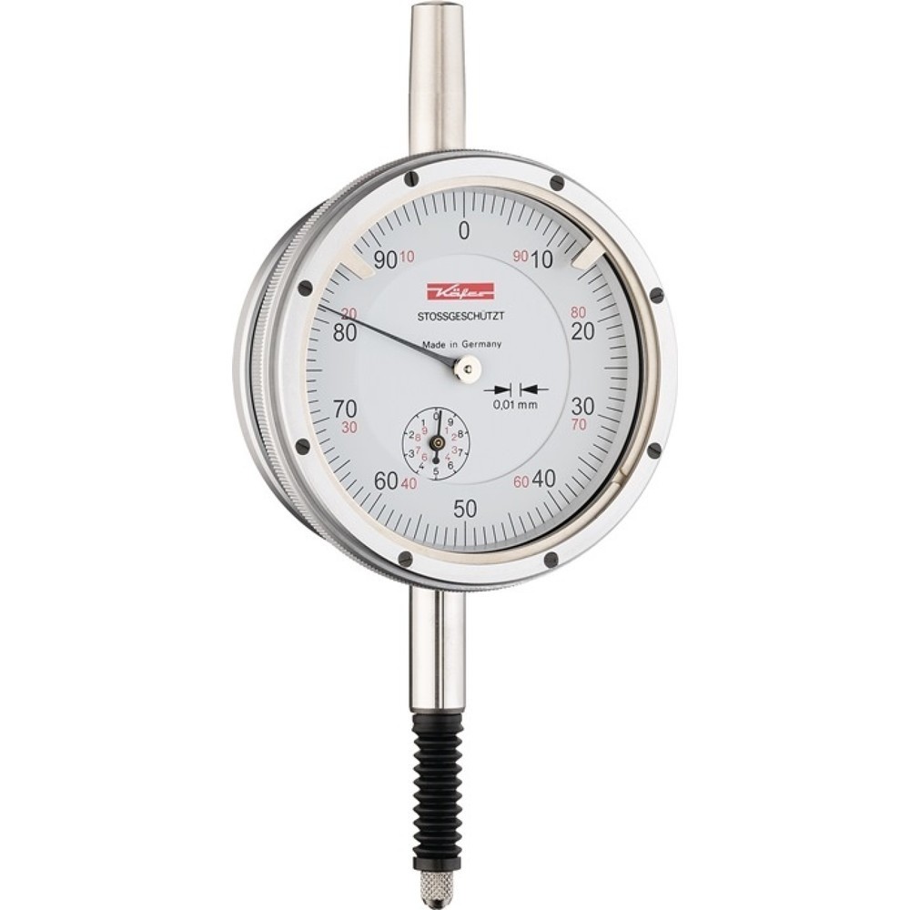 Produktabbildung: KÄFER Messuhr M2 SW, mit Stossschutz, 10 mm Ablesung 0,01 mm