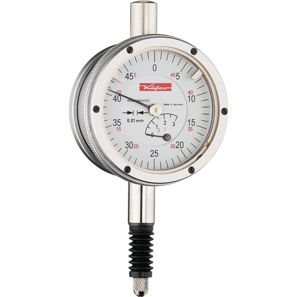 Produktabbildung: KÄFER Messuhr KM4 SW, mit Stossschutz, 3 mm Ablesung 0,01 mm