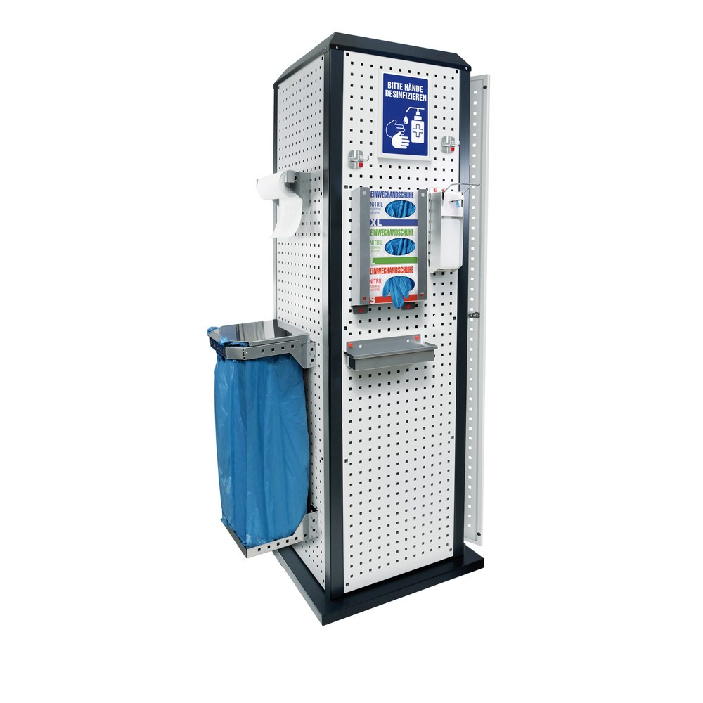 Produktabbildung: Kappes RasterPlan Hygienestation, stationär, mit Tür und einem Fachboden, HxBxT 2.015 x 700 x 700 mm, Modell 1
