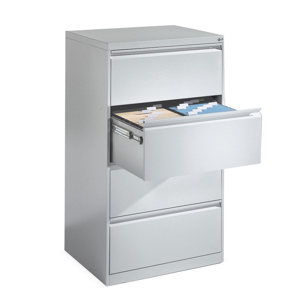 Produktabbildung Nr. 4: C+P Kartei- und Hängeregistraturschrank, 2-bahnig, 4 Schubladen, lichtgrau