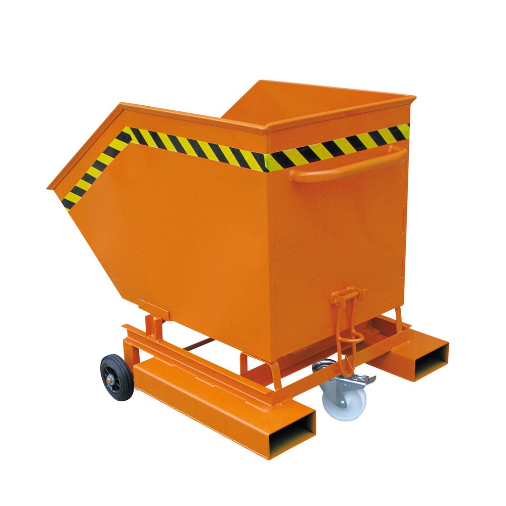 Produktabbildung: Eichinger® Kastenwagen mit Einfahrtaschen + Rollen, kippbar, Volumen 0,25 m³, reinorange