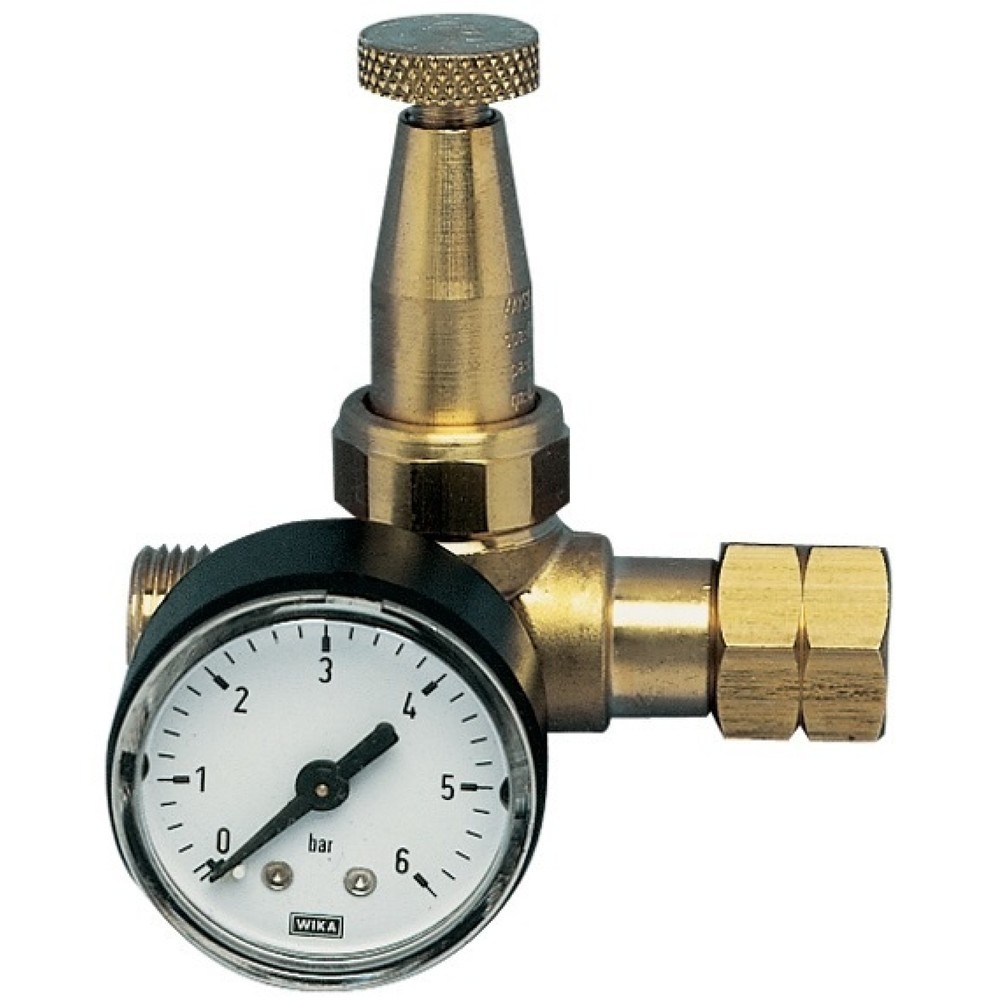 Illustration du produit: KAYSER Propankleindruckregler Mini, 0,5 - 4 bar 6 kg/h W 21,8 x 1/14″ LH, mit Manometer