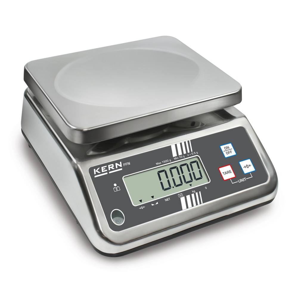 Illustration du produit: KERN Balance de comptoir en acier inoxydable FFN 3K0.5IPN, classe de protection IP 65, plage de pesée max. 3 kg