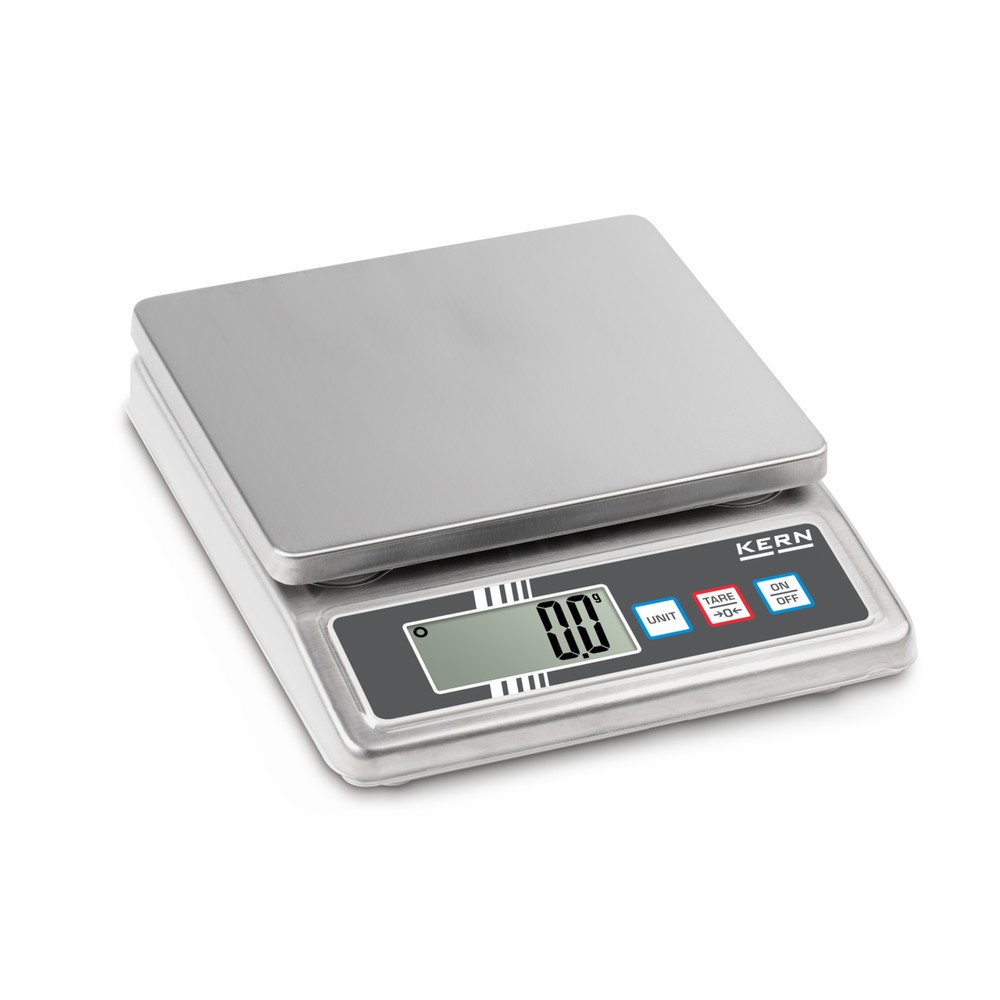 Illustration du produit: KERN Balance de comptoir en acier inoxydable FOB 5K-3NS, classe de protection IP 65, plage de pesée max. 5 kg