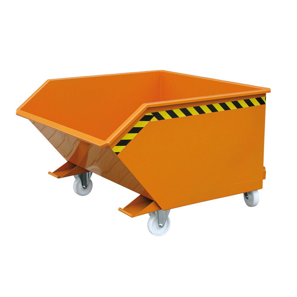 Produktabbildung: Eichinger® Kippbehälter mit Abrollautomatik, niedrige Bauhöhe, Volumen 0,5 m³, reinorange