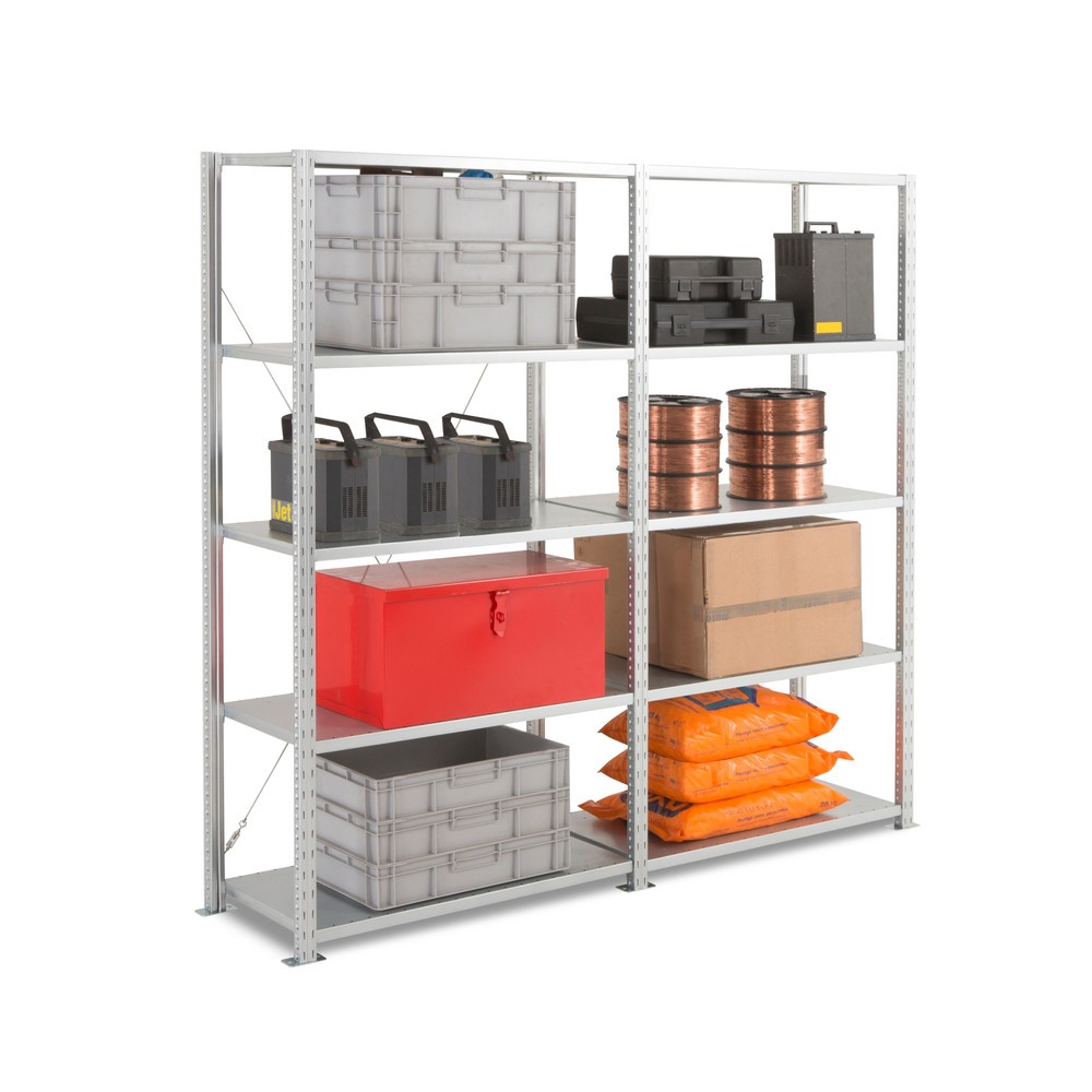 Illustration du produit: ManOrga Rayonnage à tablettes en kit complet, charge par tablette 360 kg, HxlxP 2 000 x 2 043 x 610 mm