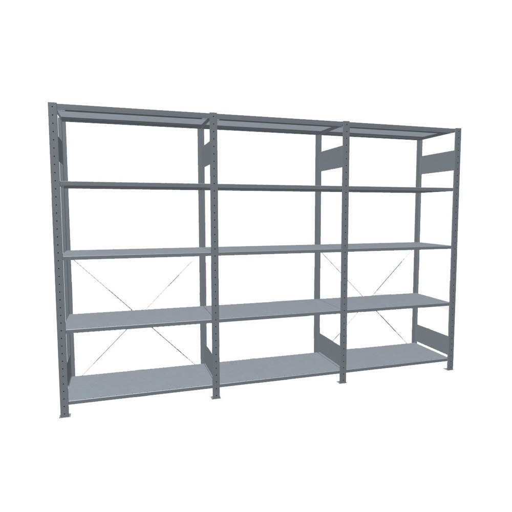 Illustration du produit: SCHULTE Rayonnage à tablettes galvanisé en kit complet, avec 15 tablettes en tôle d’acier, charge par tablette 150 kg, HxlxP 2 000 x 3 072 x 536 mm