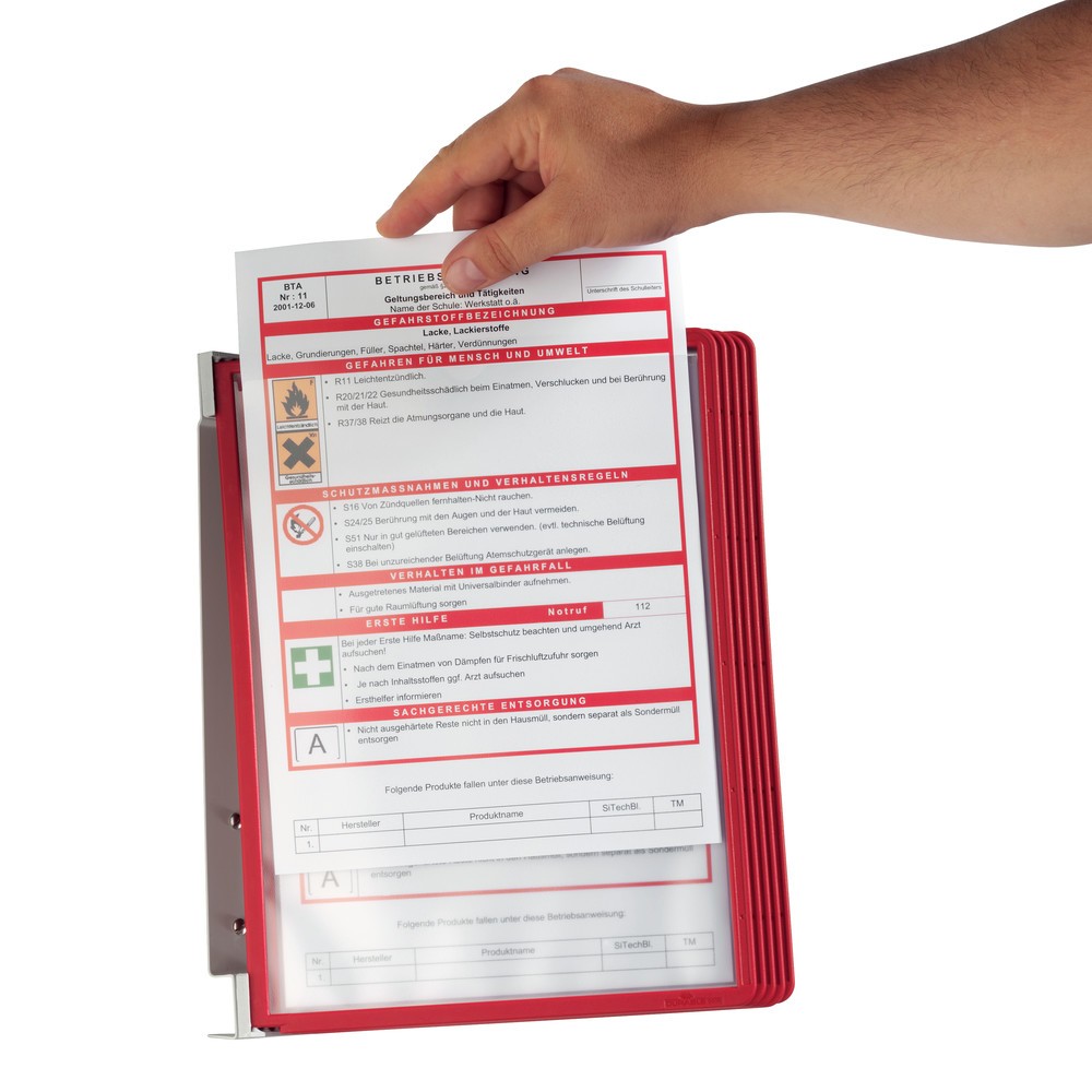 Produktabbildung Nr. 2: Kit complet de supports muraux Vario®, 5 pochettes transparentes, rouge