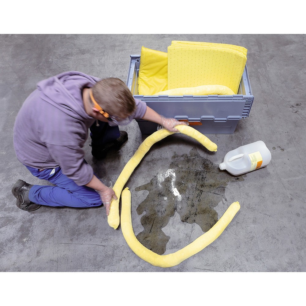 Illustration du produit: Kit d’urgence en boîte de transport, produits chimiques, capacité d’absorption 85 l