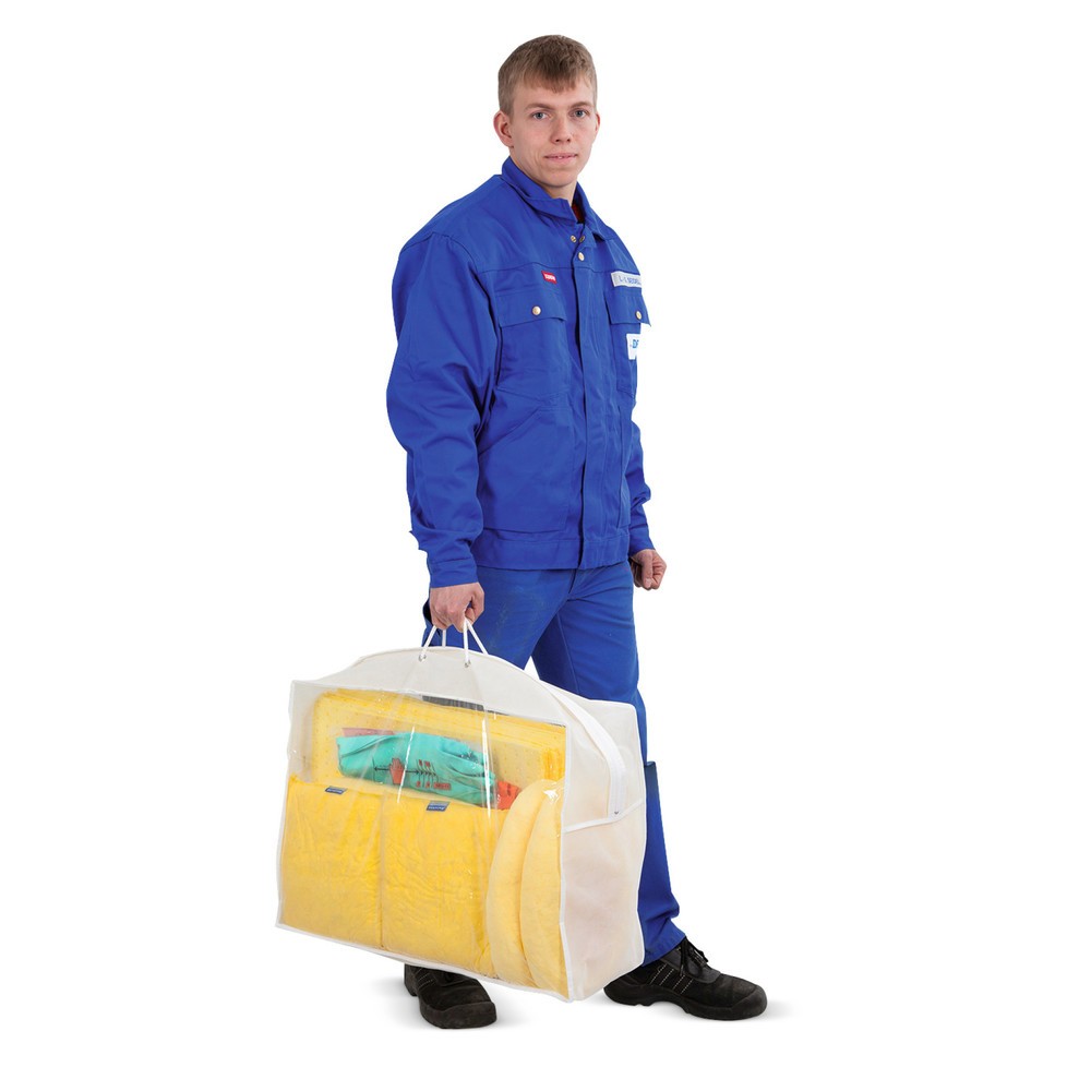 Illustration du produit: Kit d'urgence en sac transparent, huile, capacité d’absorption 60 l