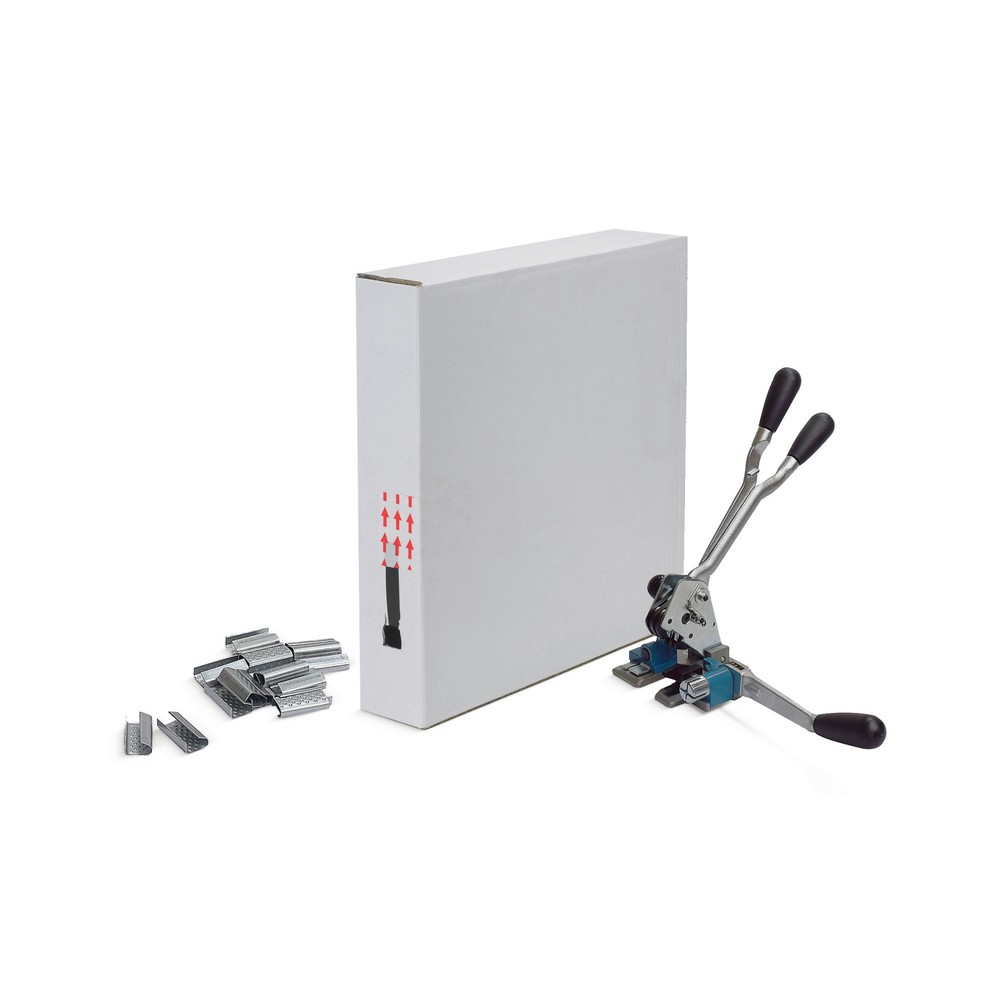 Illustration du produit: Kit de cerclage avec feuillard de cerclage PP et douilles de fermeture, largeur de bande 13 mm