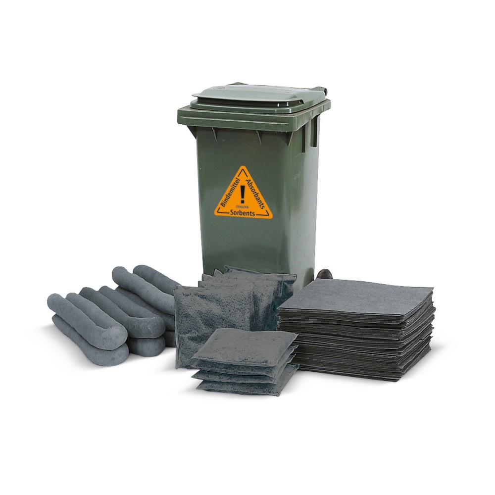 Illustration du produit: Kit de remplissage pour kit d’urgence en poubelle à roulettes, huile, capacité d’absorption 147 l