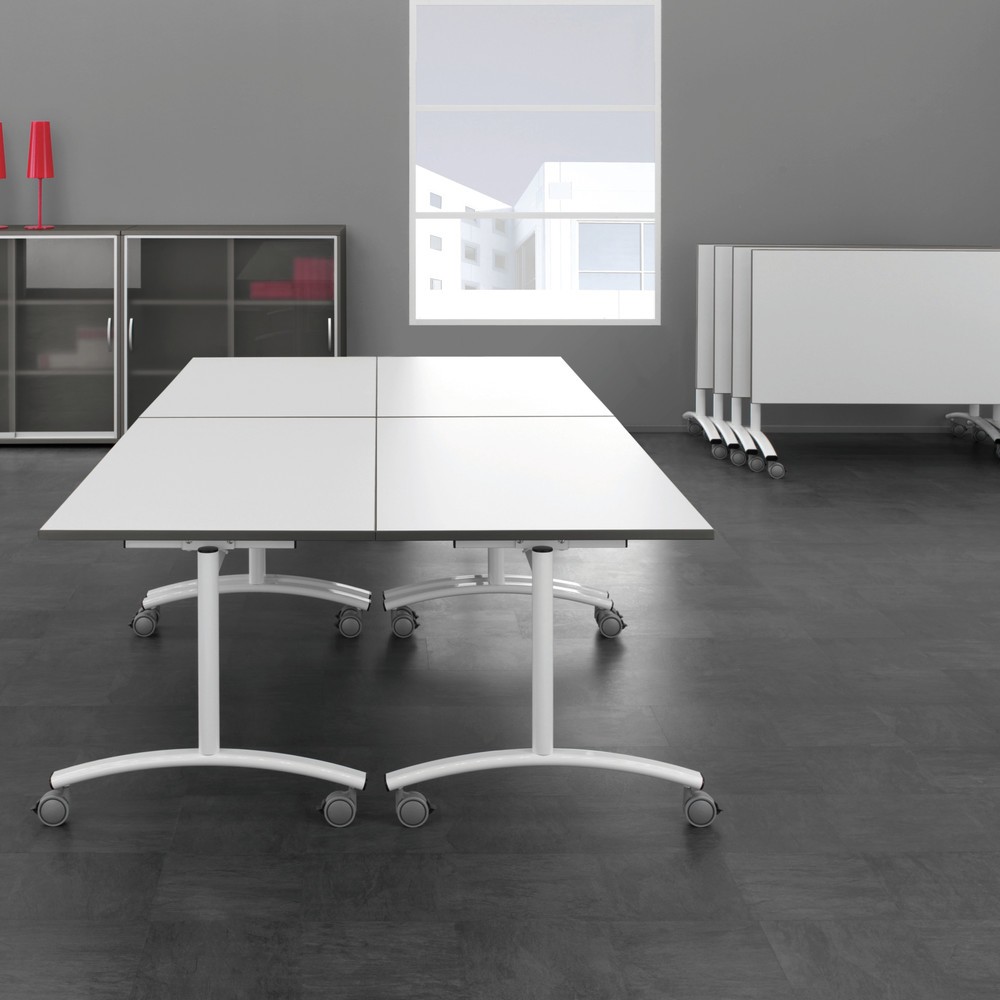 Produktabbildung: Geramöbel Klapptisch auf Rollen, BxT 1.600 x 800 mm, lichtgrau