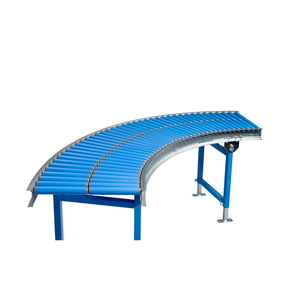 Produktabbildung: Klein-Rollenbahn, Kunststoffrollen, 90° Kurve, Gewindeachse, Ø 30 mm, Breite 500 mm