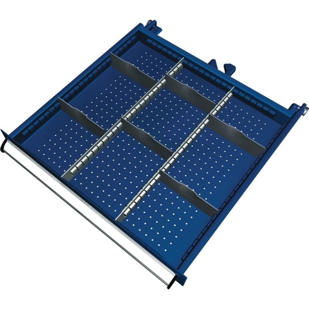 Produktabbildung: KLW-LUTZ BETRIEBSEINRICHTUNGEN Schubladenunterteilungsmaterial, 2 Längs-/6 Querteiler, Fronthöhe 100-125 mm, Schubladenbreite 459 mm