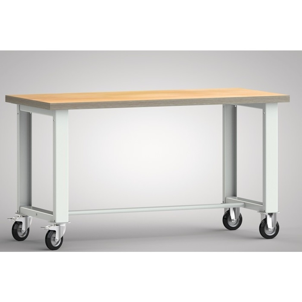 Illustration du produit: KLW-LUTZ Betriebseinrichtungen Werkbank, lichtgrau, RAL 7035, B1500xT700xH840mm Buche Multiplex, Bock-u.Lenkrollen, Vollgummi Ø 125 mm
