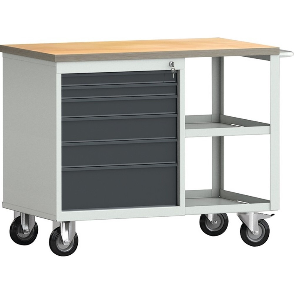 Illustration du produit: KLW-LUTZ Betriebseinrichtungen Werkbank PW 700, lichtgrau, RAL 7035, B1000xT620xH805mm Buche Multiplex, anthrazitgrau, RAL 7016 6 Schubl.
