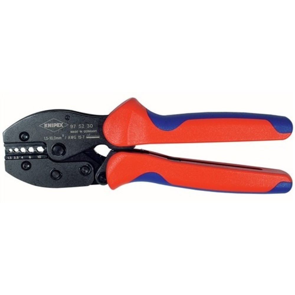 Produktabbildung: Crimpzange L.220mm 0,5-6mm2 unisol.Steckverb. KNIPEX m.Mehrkomp.-Hüllen