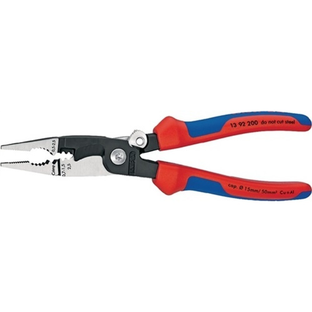 Produktabbildung: Elektroinstallationszange L.200mm pol.2K-Hülle m.Öffnungsfeder KNIPEX