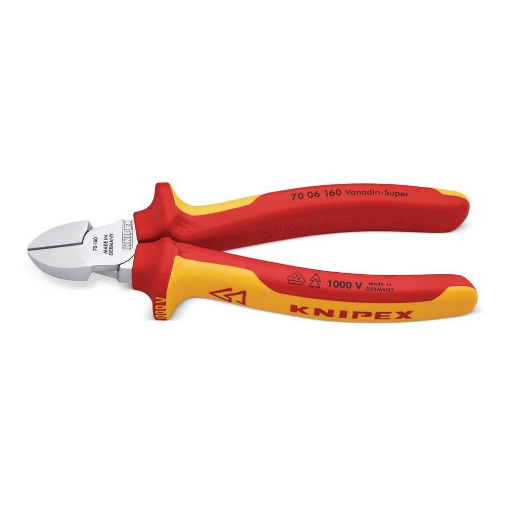 Produktabbildung: Seitenschneider L.160mm Kopf verchr.2K-Hülle VDE KNIPEX