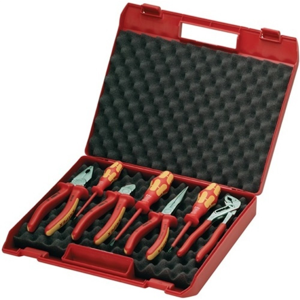Produktabbildung: Zangen-/Werkzeugsatz 7-tlg.2K-Hülle/Ku.-Überzug Ku.-Koffer VDE KNIPEX