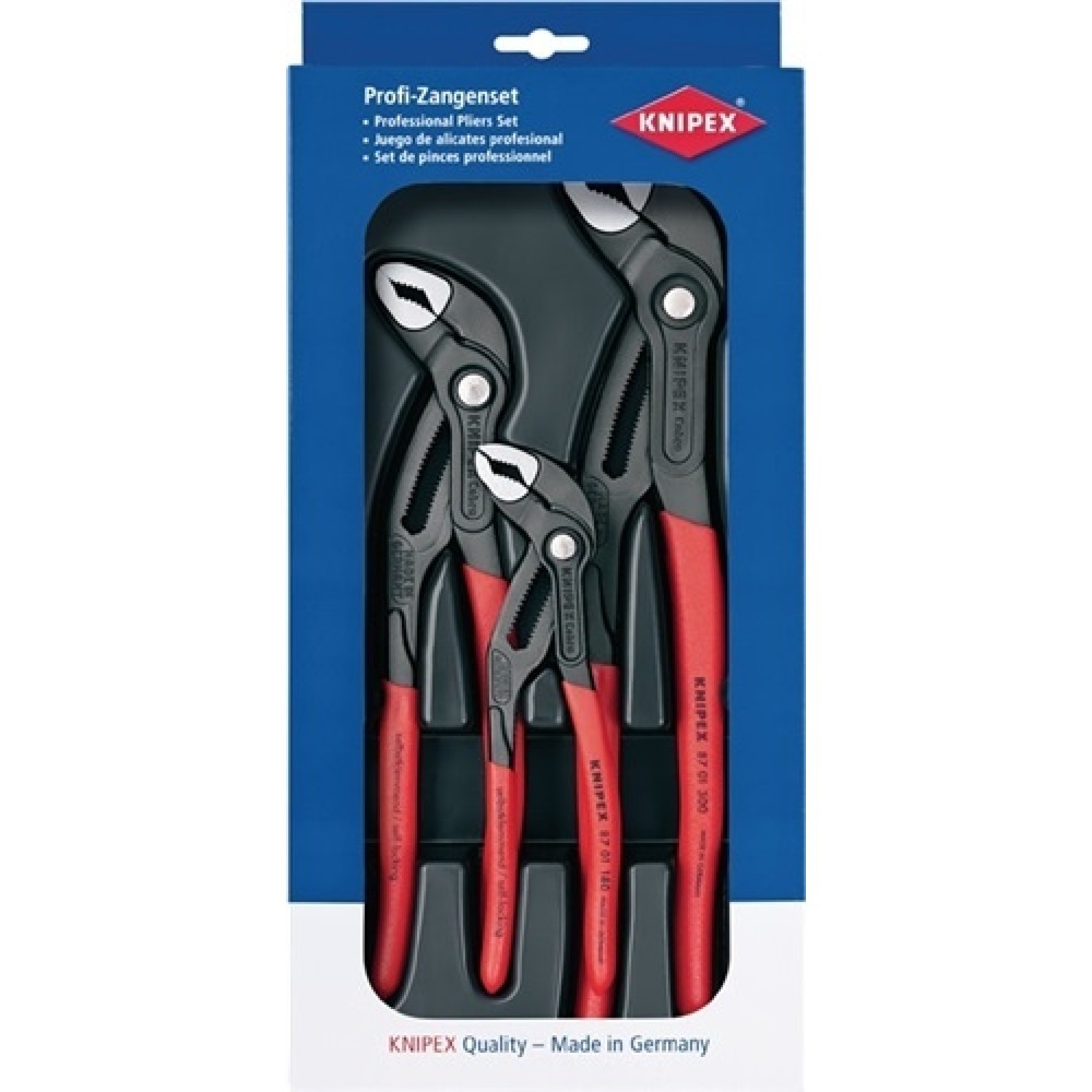 Produktabbildung: Zangensatz Cobra®-Paket Inh.3tlg.grau atramentiert Kunststofftiefziehteil KNIPEX