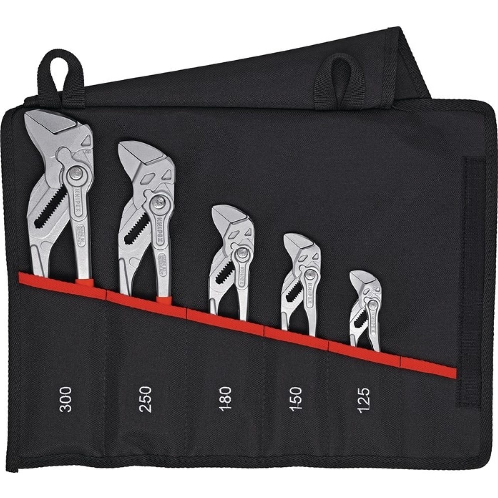Produktabbildung: KNIPEX Zangenschlüsselset Inh.5-tlg.verchr.Rolltasche